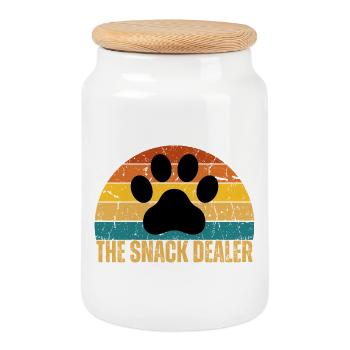 Snack Dealer Retro Paw  - Cookie Jar with Wooden Lid - white - Front