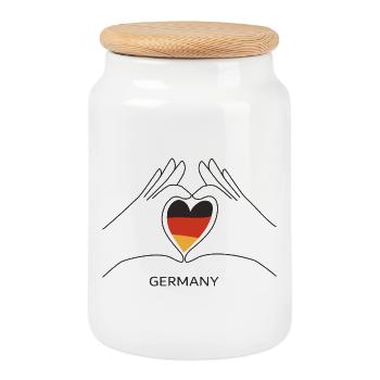 Germany Fan Heart with German Flag Germany - Cookie Jar with Wooden Lid - white - Front
