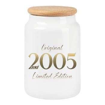 21. Geburtstag Geschenk Vintage Juli Jahrgang 2005 - Keksdose mit Holzdeckel - Weiß - Vorne