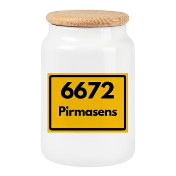 OLD POSTCODE 6672 ZIP 66953 PIRMASENS RP - Cookie Jar with Wooden Lid - white - Front