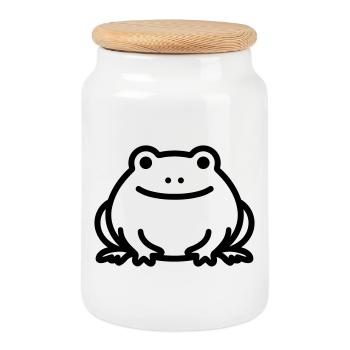 Frosch - Keksdose mit Holzdeckel - Weiß - Vorne