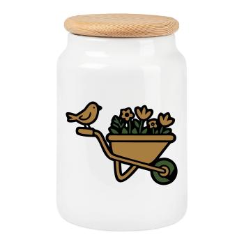 Jardinier de jardins floraux pour brouette - Boîte à biscuits avec couvercle en bois - blanc - Devant