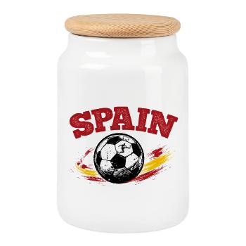 Produits dérivés de football espagnol - Boîte à biscuits avec couvercle en bois - blanc - Devant