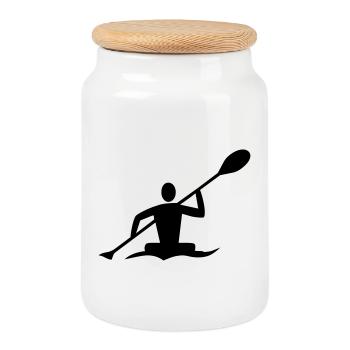 Canoe - Cookie Jar with Wooden Lid - white - Front