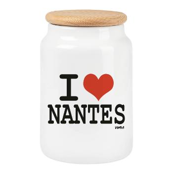 i love Nantes - couleurs personnalisables - Boîte à biscuits avec couvercle en bois - blanc - Devant