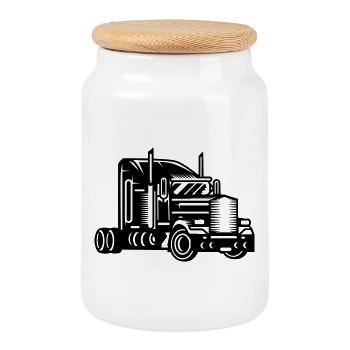 Truck - Keksdose mit Holzdeckel - Weiß - Vorne