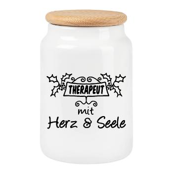 Therapeut - Herz & Seele Geschenk - Keksdose mit Holzdeckel - Weiß - Vorne