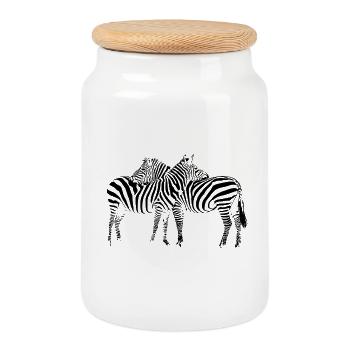 Zebra - Keksdose mit Holzdeckel - Weiß - Vorne
