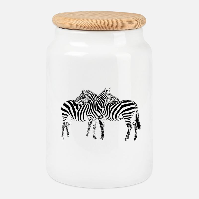 Zebra - Keksdose mit Holzdeckel - Weiß
