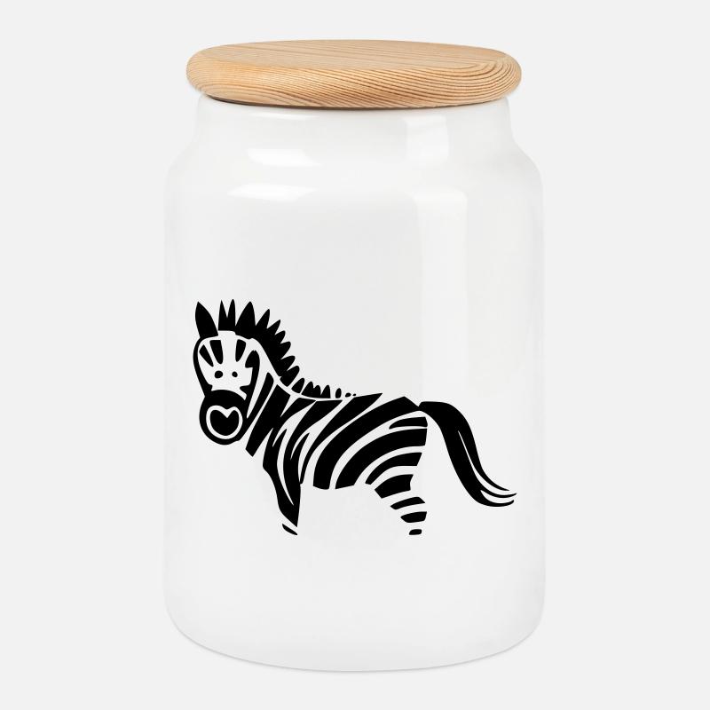 Zebra Design schwarz/ weiss - Keksdose mit Holzdeckel - Weiß