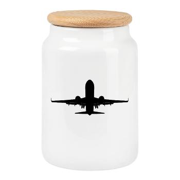 Flugzeug - Keksdose mit Holzdeckel - Weiß - Vorne