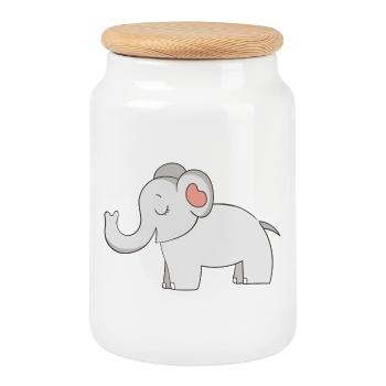 Elefant - Keksdose mit Holzdeckel - Weiß - Vorne