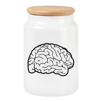 Brain - Gehirn, Gehirnwindungen - Keksdose mit Holzdeckel - Weiß - Vorne