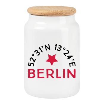 Berlin - Keksdose mit Holzdeckel - Weiß - Vorne