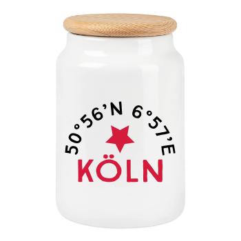 Köln - Keksdose mit Holzdeckel - Weiß - Vorne