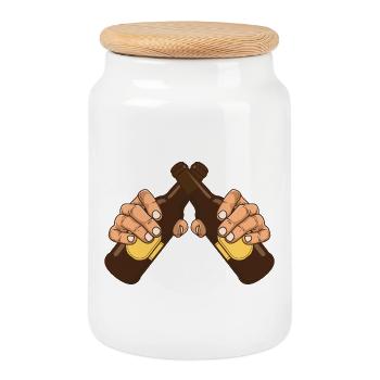 zwei Bier! Für den Bierliebhaber! - Keksdose mit Holzdeckel - Weiß - Vorne