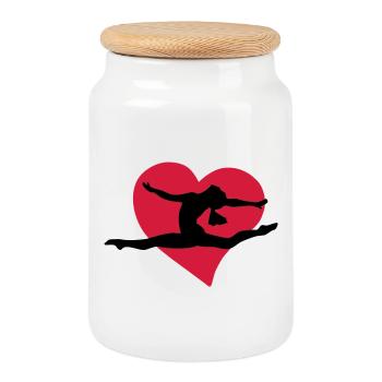 I love gymnastics - J'aime la gymnastique - Boîte à biscuits avec couvercle en bois - blanc - Devant