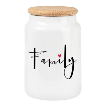 Family coeur amour de la communauté cadeau - Boîte à biscuits avec couvercle en bois - blanc - Devant