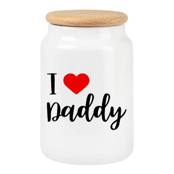 i love daddy - Cookie Jar with Wooden Lid - white - Front