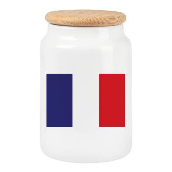 Drapeau de la France - Boîte à biscuits avec couvercle en bois - blanc - Devant