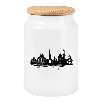 Old Town Silhouette Moers - Cookie Jar with Wooden Lid - white - Front