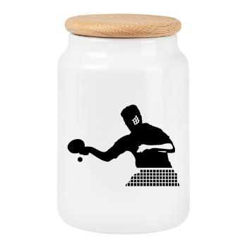 tischtennis - Cookie Jar with Wooden Lid - white - Front