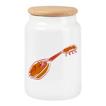 mandoline - Boîte à biscuits avec couvercle en bois - blanc - Devant