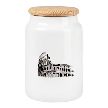 Colosseum Italian monument - Cookie Jar with Wooden Lid - white - Front