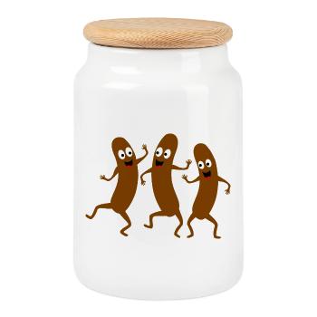 Humorous dancing sausages - Cookie Jar with Wooden Lid - white - Front