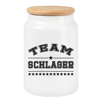 Team Schlager  - Keksdose mit Holzdeckel - Weiß - Vorne