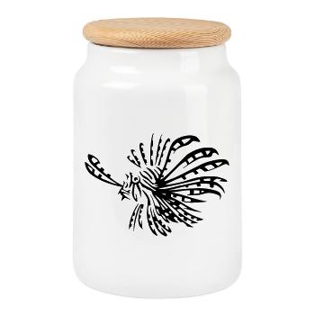 Poisson-lion rascasse volante - Boîte à biscuits avec couvercle en bois - blanc - Devant