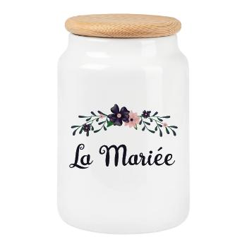 La Mariée - Collection Bucolique -personnalisable - Boîte à biscuits avec couvercle en bois - blanc - Devant