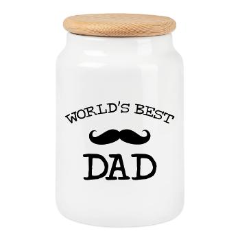 World's Best Dad - Keksdose mit Holzdeckel - Weiß - Vorne