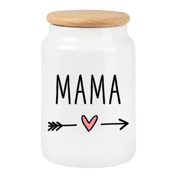 Mama Herz Pfeil Liebe Muttertag Geschenk - Keksdose mit Holzdeckel - Weiß - Vorne