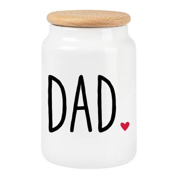 Dad Herz - Gift Father's Day Family Child Love - Cookie Jar with Wooden Lid - white - Front
