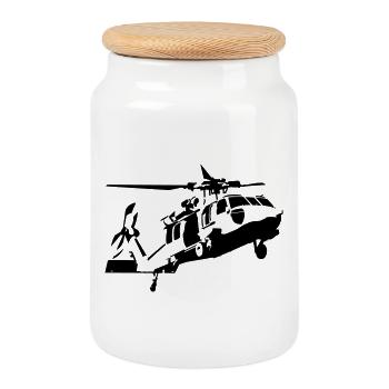 hélicoptère - Boîte à biscuits avec couvercle en bois - blanc - Devant