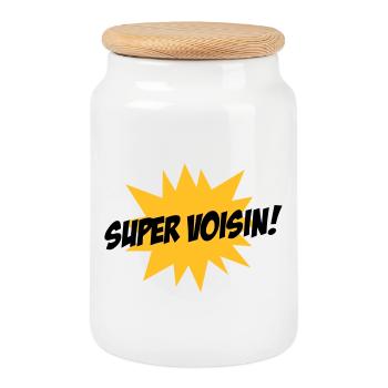Super Voisin ! - Boîte à biscuits avec couvercle en bois - blanc - Devant