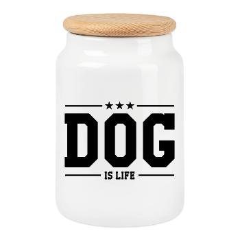 Dog is life ! - Keksdose mit Holzdeckel - Weiß - Vorne