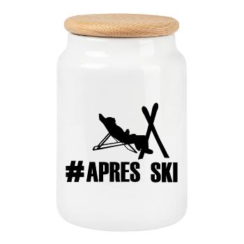 Ski Pause - Keksdose mit Holzdeckel - Weiß - Vorne