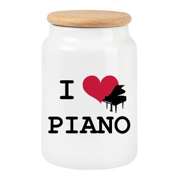 I Love Piano - Keksdose mit Holzdeckel - Weiß - Vorne