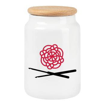 crochet - Boîte à biscuits avec couvercle en bois - blanc - Devant