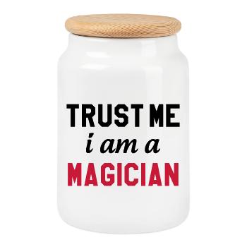Trust me I am a Magician - Keksdose mit Holzdeckel - Weiß - Vorne