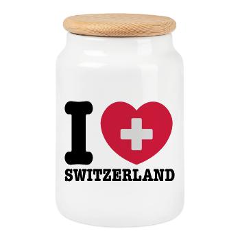 Schweiz - Keksdose mit Holzdeckel - Weiß - Vorne