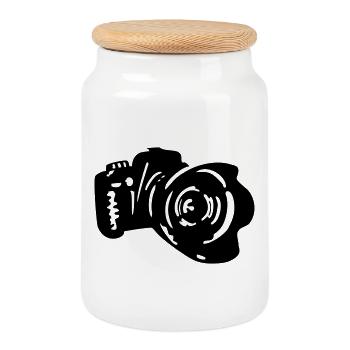 Kamera dslr Fotografie - Keksdose mit Holzdeckel - Weiß - Vorne