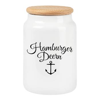 Hamburger Deern Anker Klassisch - Keksdose mit Holzdeckel - Weiß - Vorne