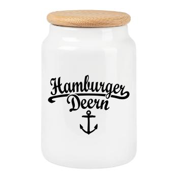 Hamburger Deern Klassik (Weiß) Hamburg - Keksdose mit Holzdeckel - Weiß - Vorne