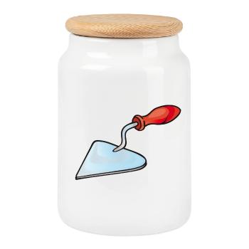 Bricklayer's trowel | Trowel - Cookie Jar with Wooden Lid - white - Front