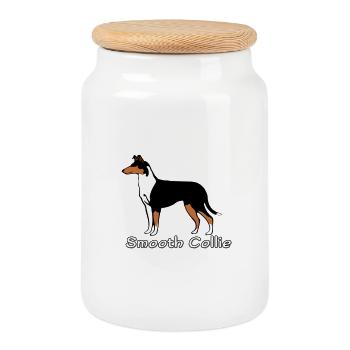 Smooth Collie tricolour - Boîte à biscuits avec couvercle en bois - blanc - Devant