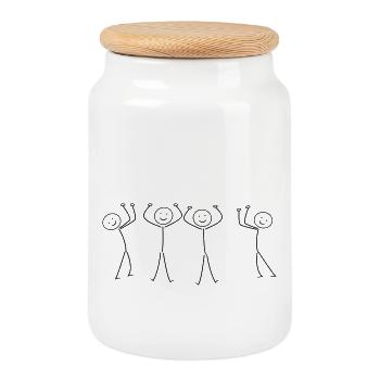 Équipe - Boîte à biscuits avec couvercle en bois - blanc - Devant