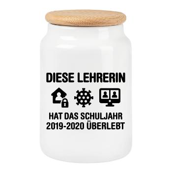 Diese Lehrerin hat das Schuljahr 2020 überlebt - Keksdose mit Holzdeckel - Weiß - Vorne